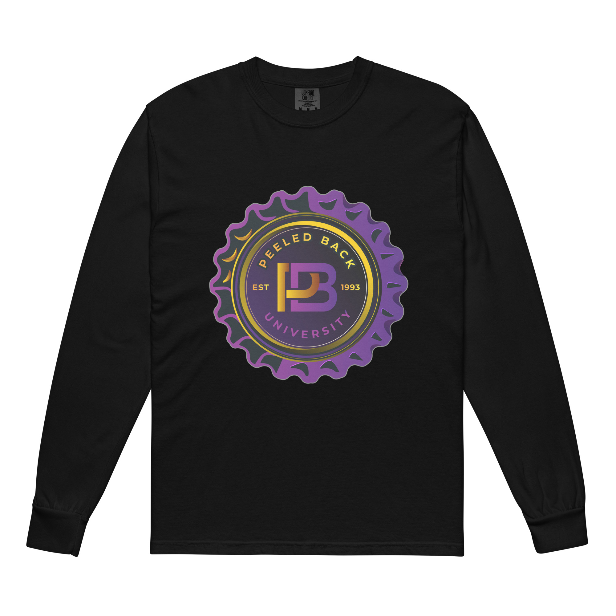 PBU Purple/Gold/Blk Bottle Caps, Garment-dyed heavyweight long-sleeve shirt