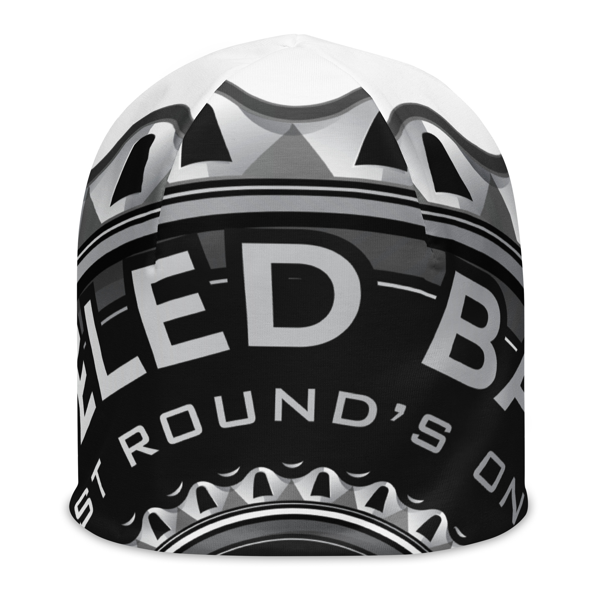 Peeled Back University Blk/Grey/White Bottle Cap, All-Over Print Black Beanie