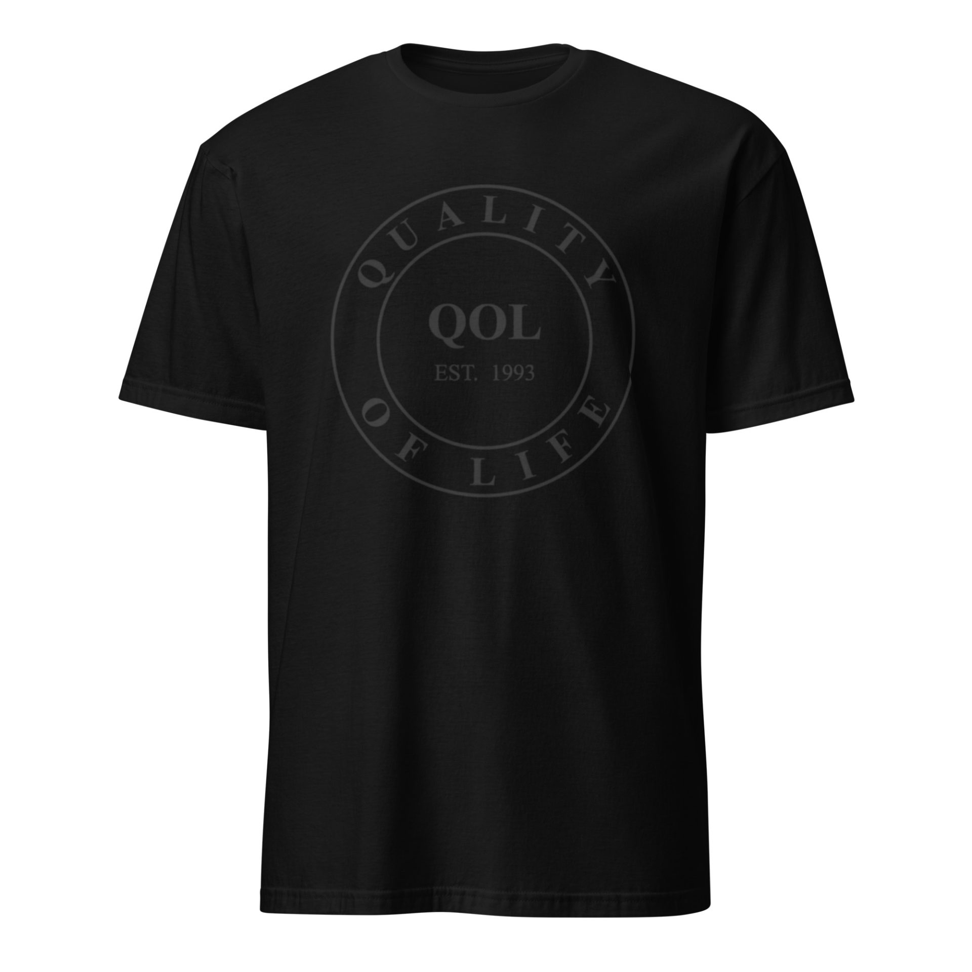 Quality of Life Short Sleeve Unisex T-Shirt, Blk Logo, by Peeled Back University